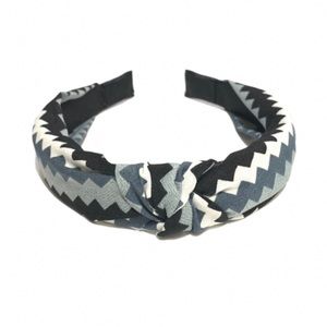 Black/Blue/Gray ZigZag Print Knot Wrapped Headband